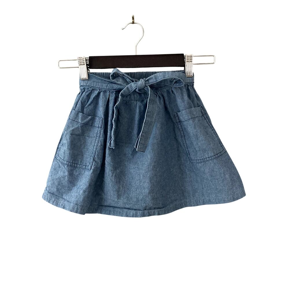 Maison Me Chambray Flare A Line Pocket Skirt Blue 5